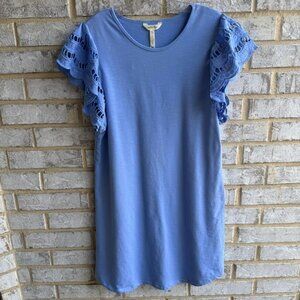 Matilda Jane Eyelet Lace Flutter Sleeve Pullover Shift Dress Women's Size M